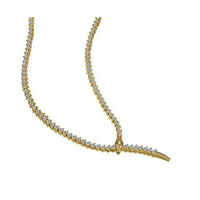 14k Gold Plated Cubic Zirconia Coiled Snake Tennis Chain Necklace