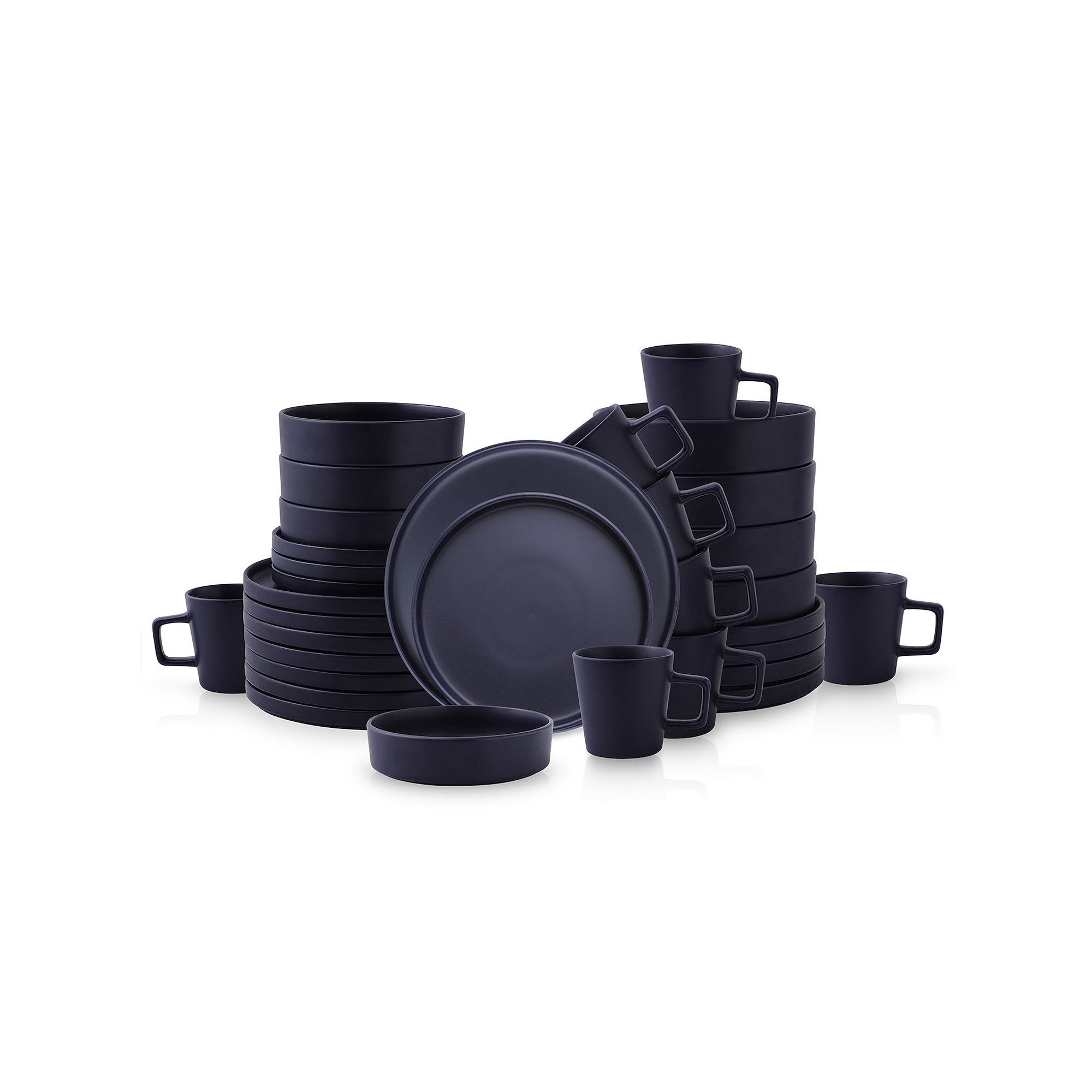 Stone Lain Cleo Stoneware 32-Piece Dinnerware Set, Dark Blue