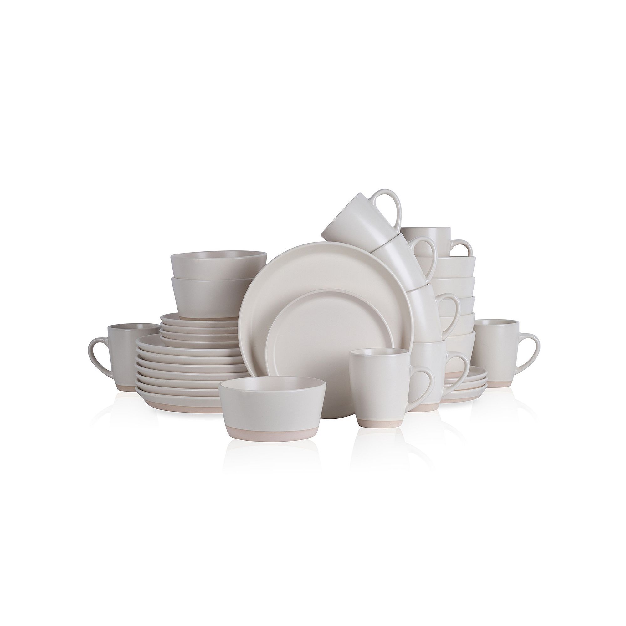 Stone Lain Jules Stoneware 32-Piece Dinnerware Set, White