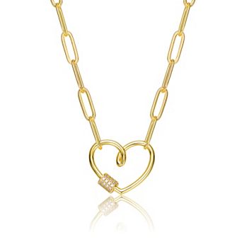 14k Gold Plated Heart Charm Pendant Necklace