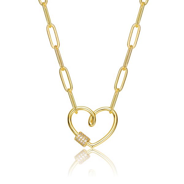 14k Gold Plated Heart Charm Pendant Necklace