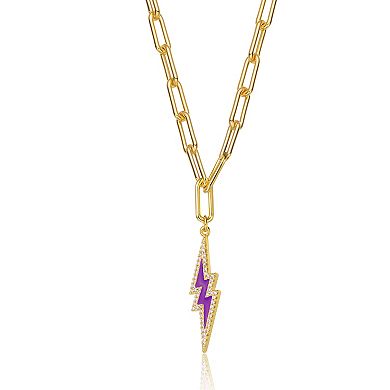 14k Gold Plated Lightning Bolt Pendant Necklace