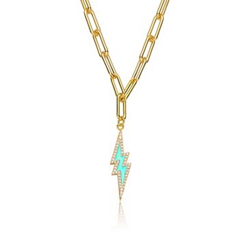 14k Gold Plated Lightning Bolt Pendant Necklace