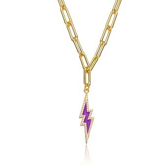 14k Gold Plated Lightning Bolt Pendant Necklace