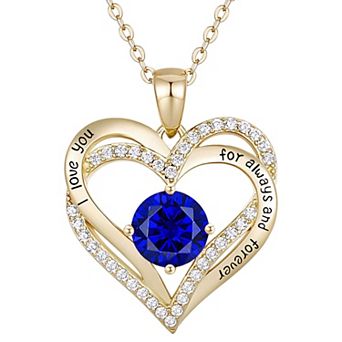 14k Gold Plated Cubic Zirconia "I Love You" Heart Pendant Necklace