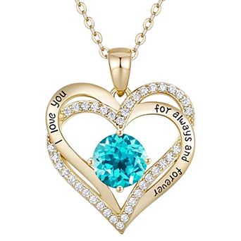 14k Gold Plated Cubic Zirconia "I Love You" Heart Pendant Necklace