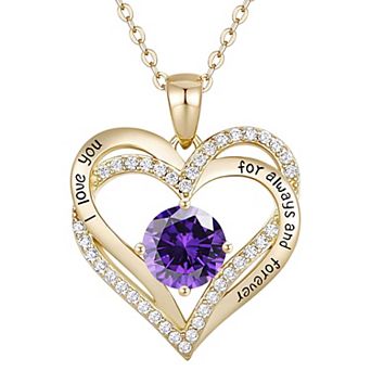 14k Gold Plated Cubic Zirconia "I Love You" Heart Pendant Necklace
