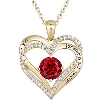 14k Gold Plated Cubic Zirconia "I Love You" Heart Pendant Necklace