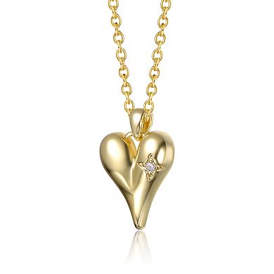 14k Gold Plated Puffy Heart Pendant Necklace