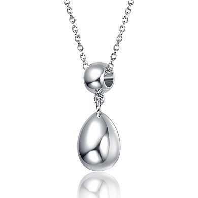 14k Gold Plated Puffy Teardrop Pendant Necklace