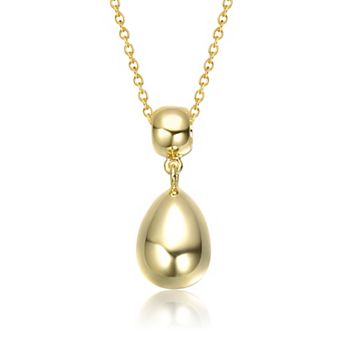 14k Gold Plated Puffy Teardrop Pendant Necklace