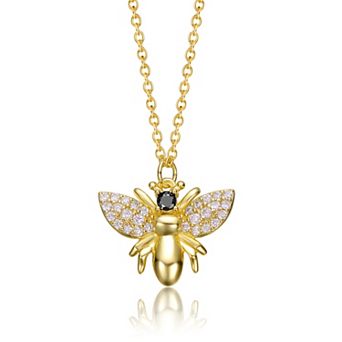 14k Gold Plated Cubic Zirconia Wasp Pendant Necklace
