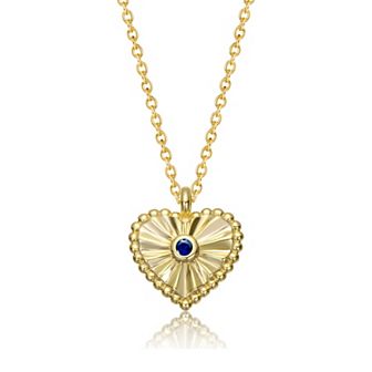 14K Gold Plated Bezel Set Cubic Zirconia Heart Pendant Necklace