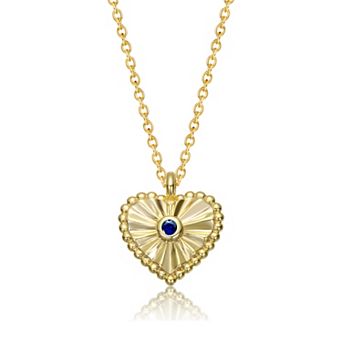 14K Gold Plated Bezel Set Cubic Zirconia Heart Pendant Necklace
