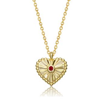 14K Gold Plated Bezel Set Cubic Zirconia Heart Pendant Necklace