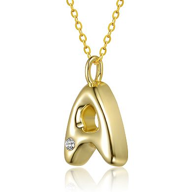 14k Gold Plated Bubble Initial Pendant Necklace