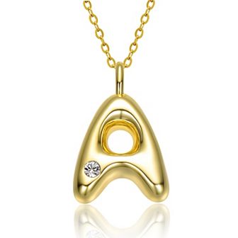 14k Gold Plated Bubble Initial Pendant Necklace