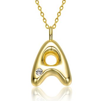 14k Gold Plated Bubble Initial Pendant Necklace