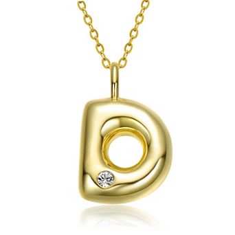 14k Gold Plated Bubble Initial Pendant Necklace