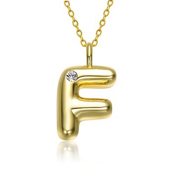 14k Gold Plated Bubble Initial Pendant Necklace