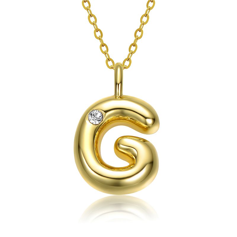 14k Gold Plated Bubble Initial Pendant Necklace, Women's, Size: 16-18" ADJ, Gold Tone G