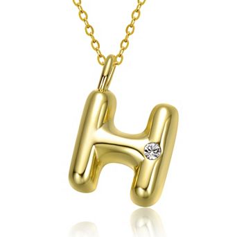 14k Gold Plated Bubble Initial Pendant Necklace