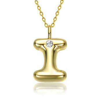 14k Gold Plated Bubble Initial Pendant Necklace