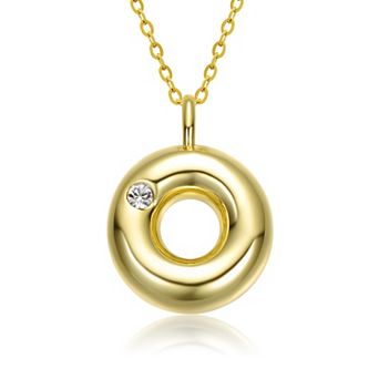 14k Gold Plated Bubble Initial Pendant Necklace