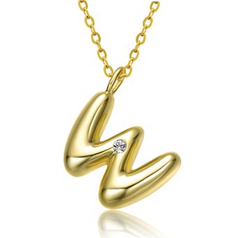 14k Gold Plated Bubble Initial Pendant Necklace