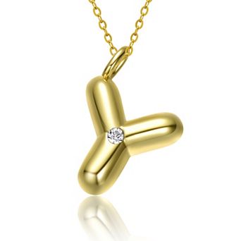 14k Gold Plated Bubble Initial Pendant Necklace