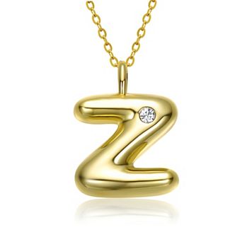 14k Gold Plated Bubble Initial Pendant Necklace