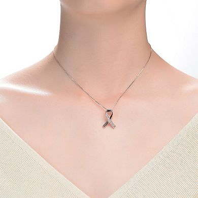 18k Rose Gold Plated Cubic Zirconia Ribbon Pendant Necklace