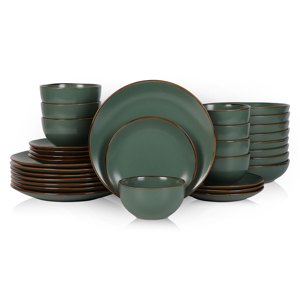 Stone Lain Brasa Stoneware 32-Piece Dinnerware Set - Green