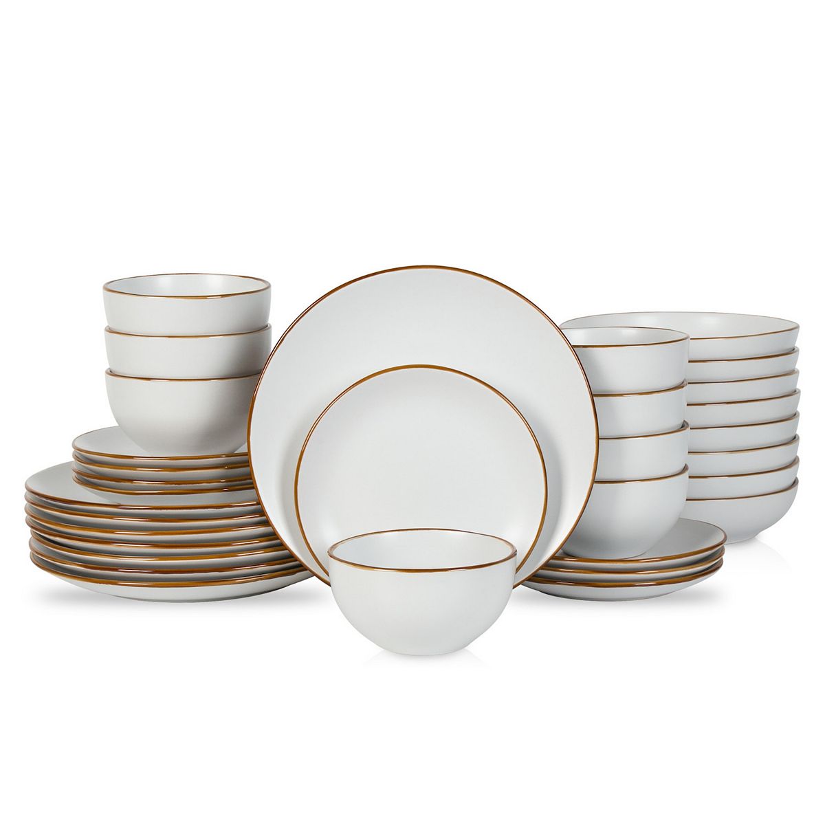 Stone Lain Brasa Stoneware 32-Piece Dinnerware Set - White