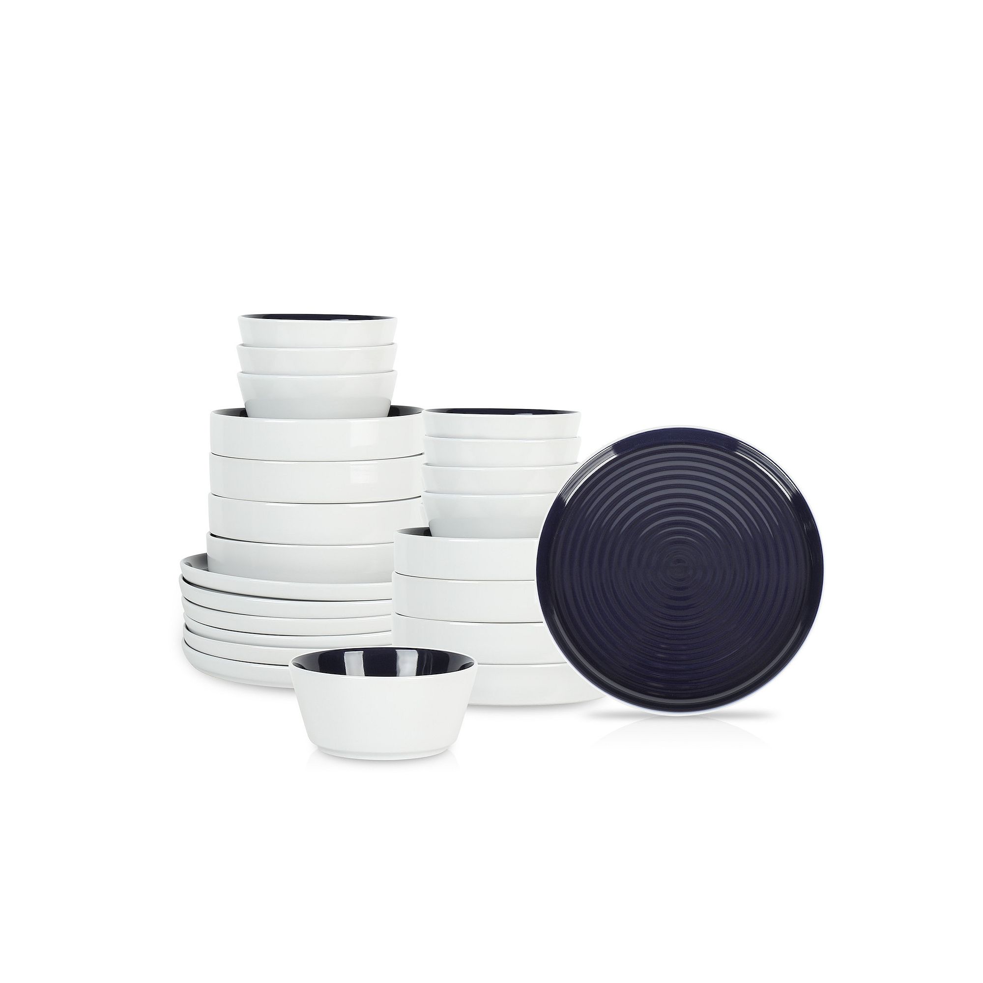Stone Lain Elica Stoneware 24-Piece Dinnerware Set, Blue