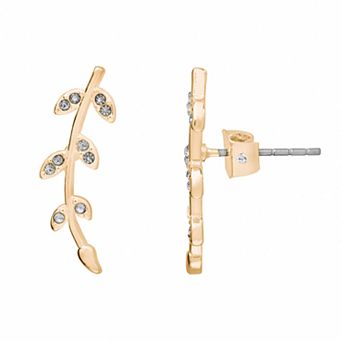 LC Lauren Conrad Pave Branch Ear Climber Stud Earrings