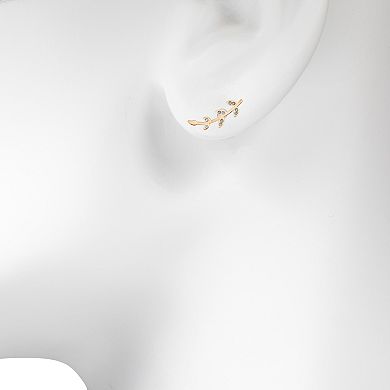 LC Lauren Conrad Pave Branch Ear Climber Stud Earrings