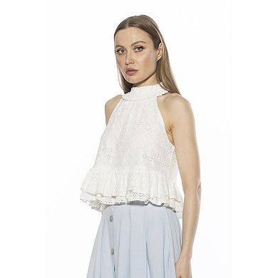 Women's ALEXIA ADMOR Roth Solid Smocked Halter Ruffle Top