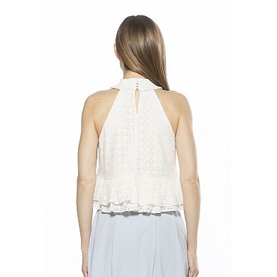 Women's ALEXIA ADMOR Roth Solid Smocked Halter Ruffle Top
