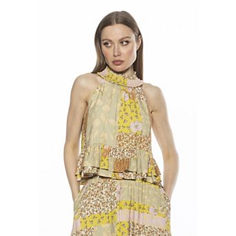 Women's ALEXIA ADMOR Roth Smocked Halter Ruffle Top