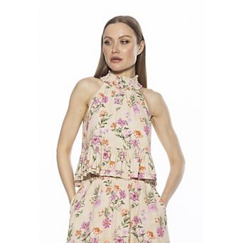 Women's ALEXIA ADMOR Roth Smocked Halter Ruffle Top