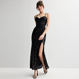 Juniors' Violet Weekend Sequin Pattern Strappy Gown