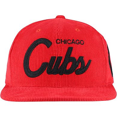 Men's Mitchell & Ness Red Chicago Cubs Corduroy Snapback Hat
