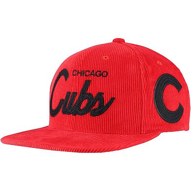 Men's Mitchell & Ness Red Chicago Cubs Corduroy Snapback Hat