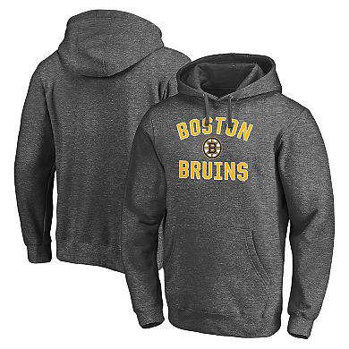 Men's Charcoal Boston Bruins Victory Arch Team Fitted Pullover Hoodie