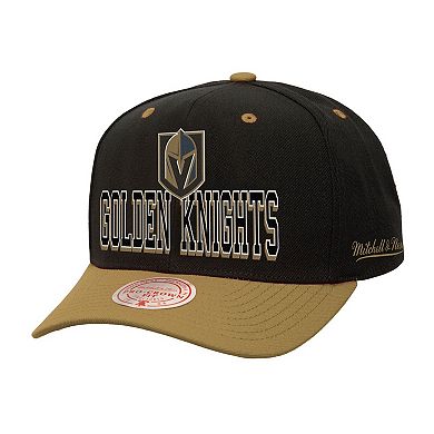 Men's Mitchell & Ness Black/Gold Vegas Golden Knights Backside Script Two-Tone Pro Crown Adjustable Hat