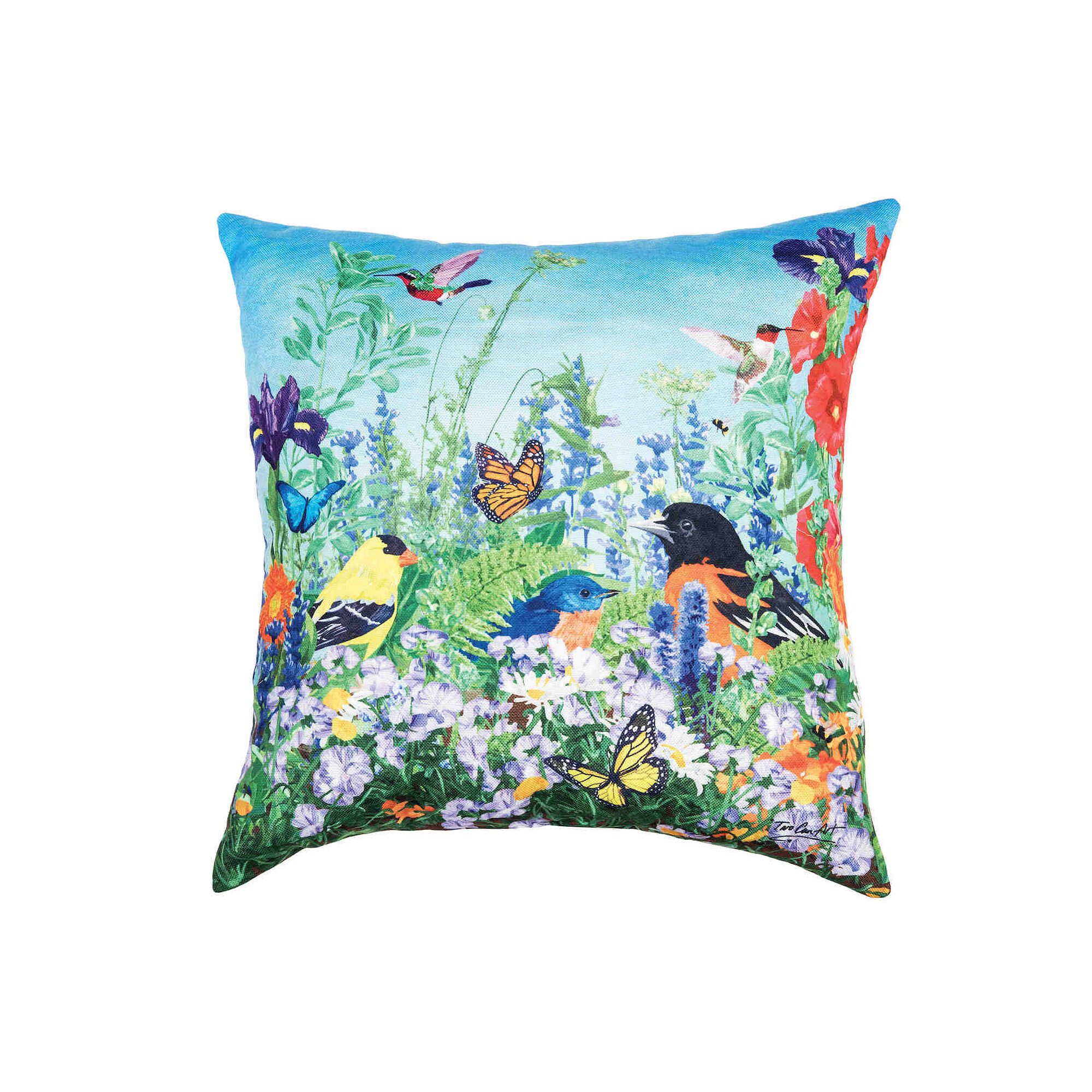 C&F Home Bird Garden Indoor / Outdoor Throw Pillow, Multi