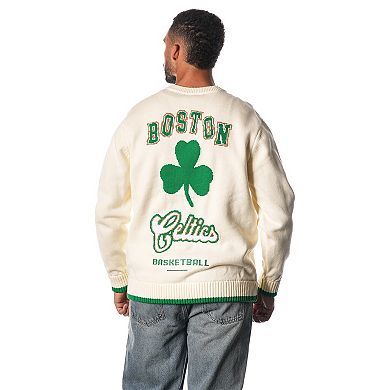 Unisex The Wild Collective Cream Boston Celtics Jacquard Knit Pullover Sweater