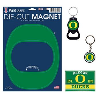 WinCraft Oregon Ducks 4-Pack Key Rings and Magnets Set