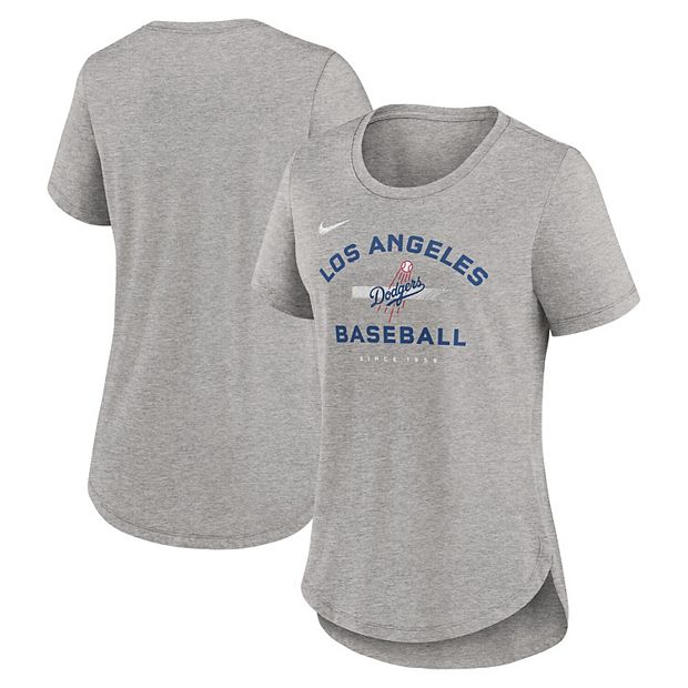 売れ筋商品|||ナイキ カットソー トップス レディース Women's Heather Gray Los Angeles Dodgers Script Tri-Blend T-Shirt Heather Gray womens-nike-heather-gray-los-